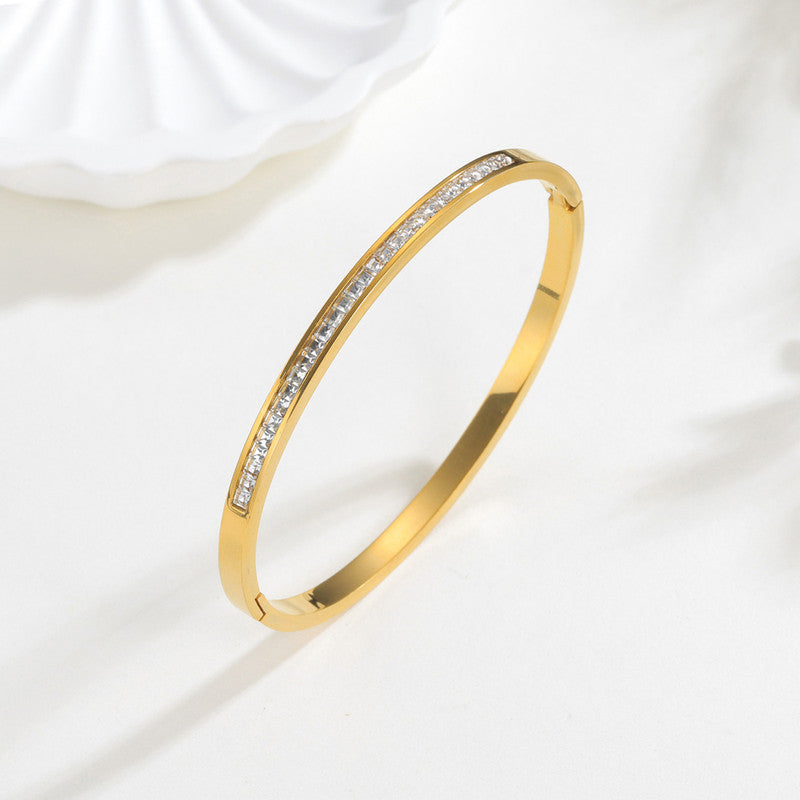 Gold Plated Stainless Steel Anti Tarnish Bangle Style Bracelet
