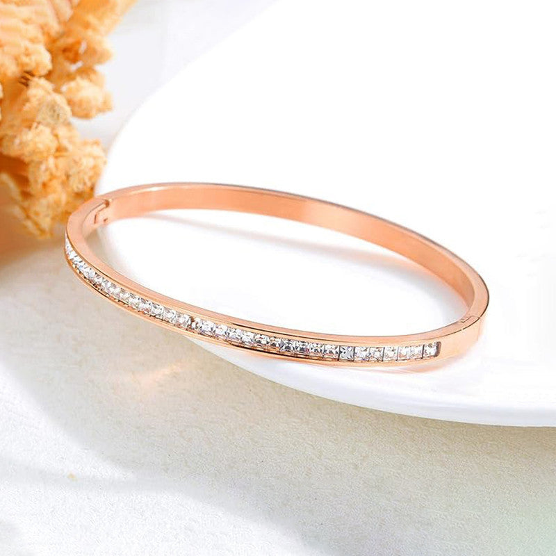 Rose Gold Plated Stainless Steel Anti Tarnish Bangle Style Bracelet