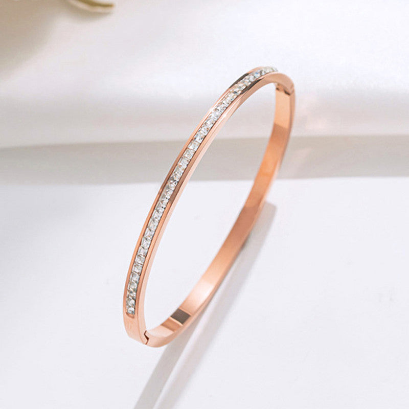 Rose Gold Plated Stainless Steel Anti Tarnish Bangle Style Bracelet