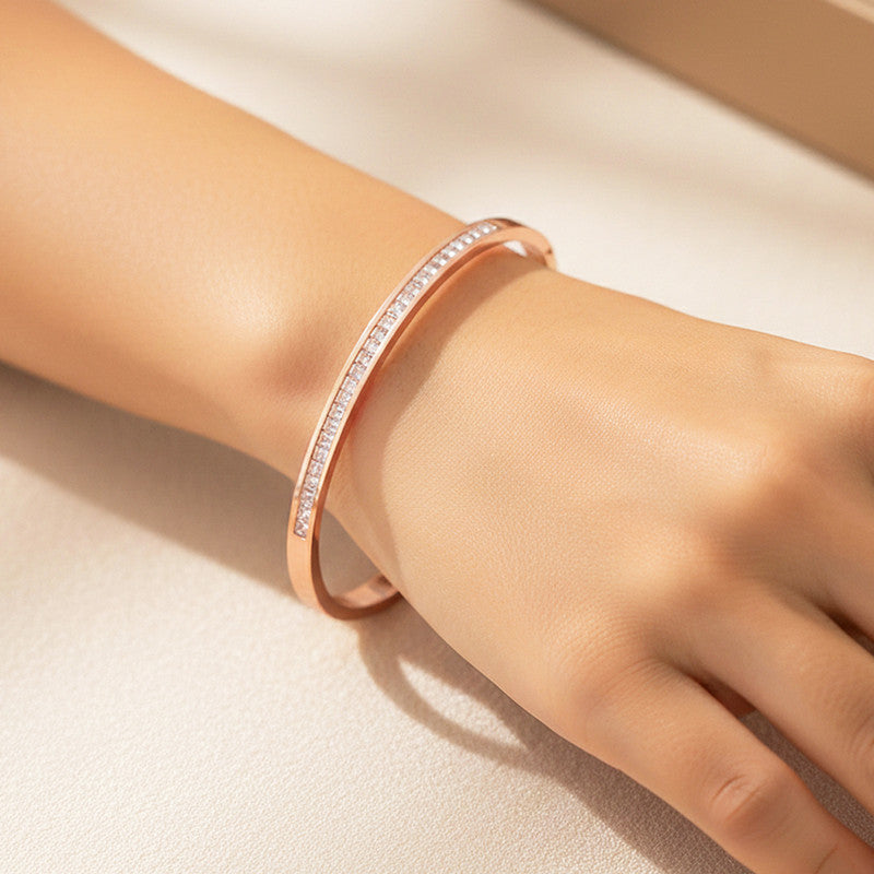 Rose Gold Plated Stainless Steel Anti Tarnish Bangle Style Bracelet
