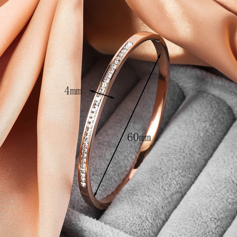 Rose Gold Plated Stainless Steel Anti Tarnish Bangle Style Bracelet