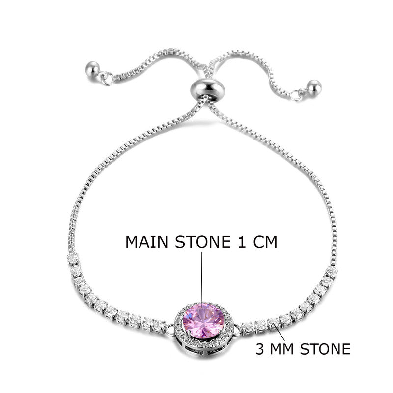 Silver Plated Round Crystal Studded Matrix Anti Tarnish Tennis Bracelet