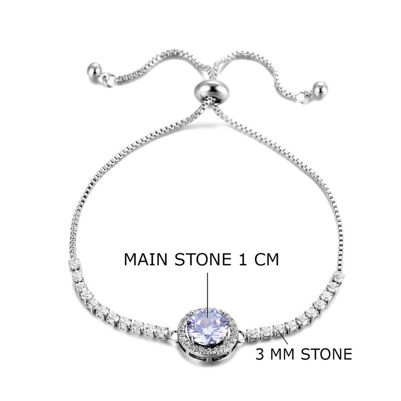 Silver Plated Round Crystal Studded Matrix Anti Tarnish Tennis Bracelet