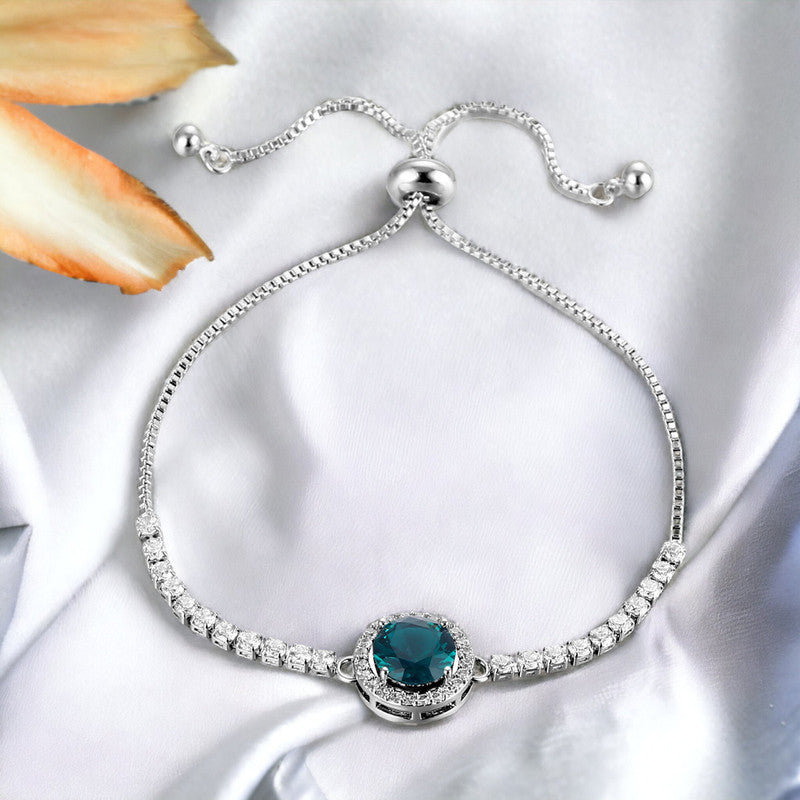 Silver Plated Round Crystal Studded Matrix Anti Tarnish Tennis Bracelet