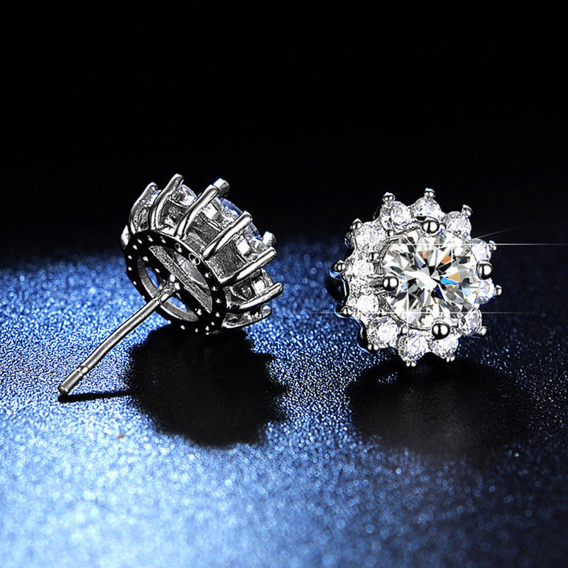 Silver Plated American Diamond Studded Anti Tarnish Floral Solitaire Stud Earrings - MySmartBazaar
