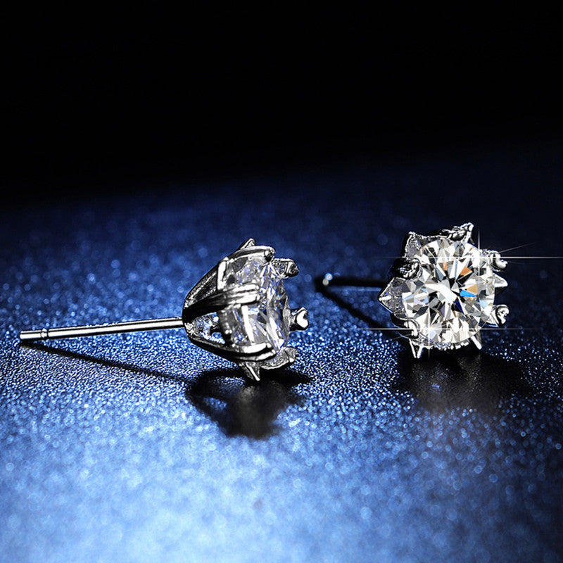 Silver Plated American Diamond Studded Anti Tarnish Star Shaped Solitaire Stud Earrings - MySmartBazaar