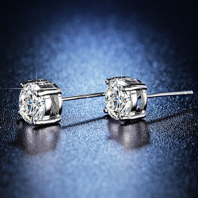 Silver Plated Crystal Studded Anti Tarnish Circular Solitaire Stud Earrings - MySmartBazaar