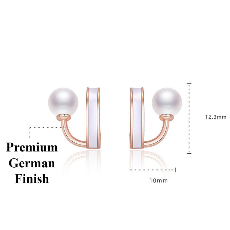 Rose Gold Plated Freshwater Pearl Studded Retro Stud Earrings