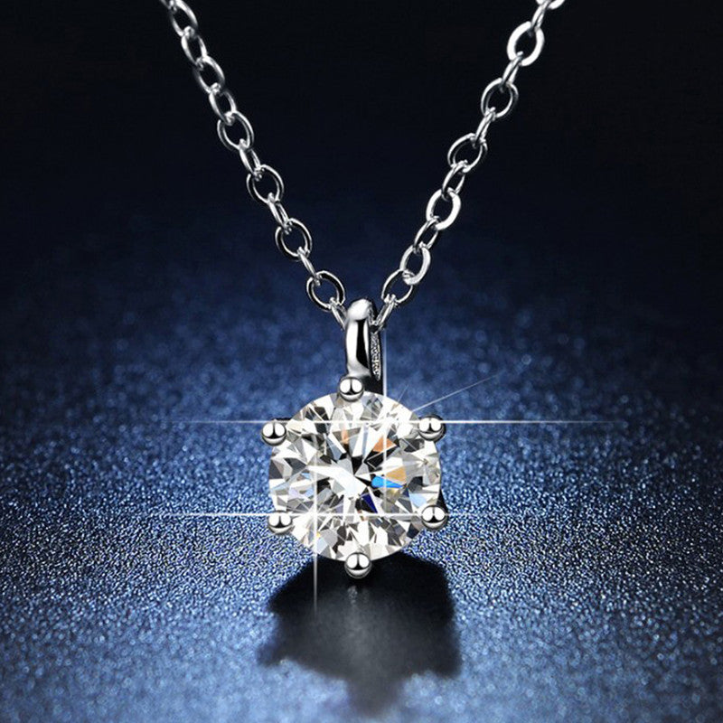 Silver Plated Crystal Studded Anti Tarnish Circular Solitaire Pendant - MySmartBazaar