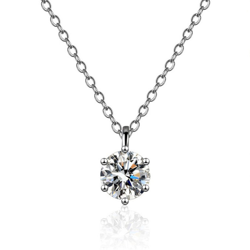 Silver Plated Crystal Studded Anti Tarnish Circular Solitaire Pendant - MySmartBazaar