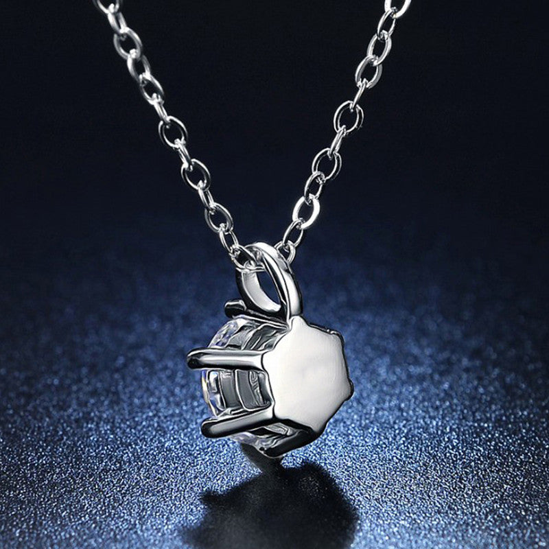 Silver Plated Crystal Studded Anti Tarnish Circular Solitaire Pendant - MySmartBazaar