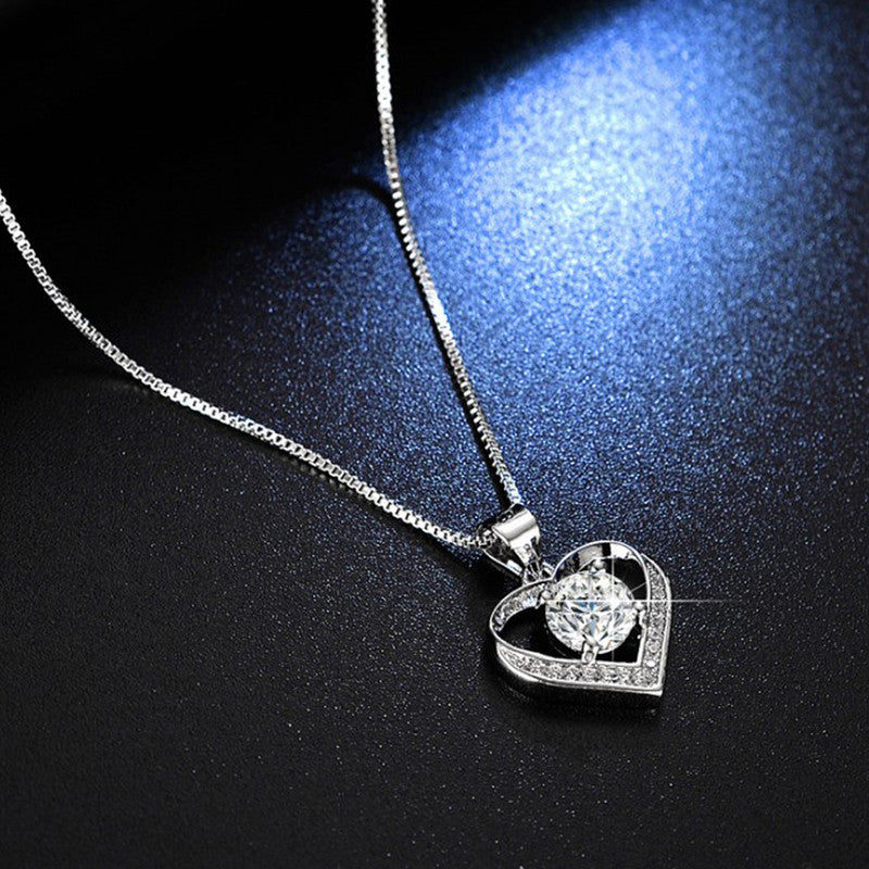 Silver Plated American Diamond Studded Heart Themed Anti Tarnish Pendant - MySmartBazaar