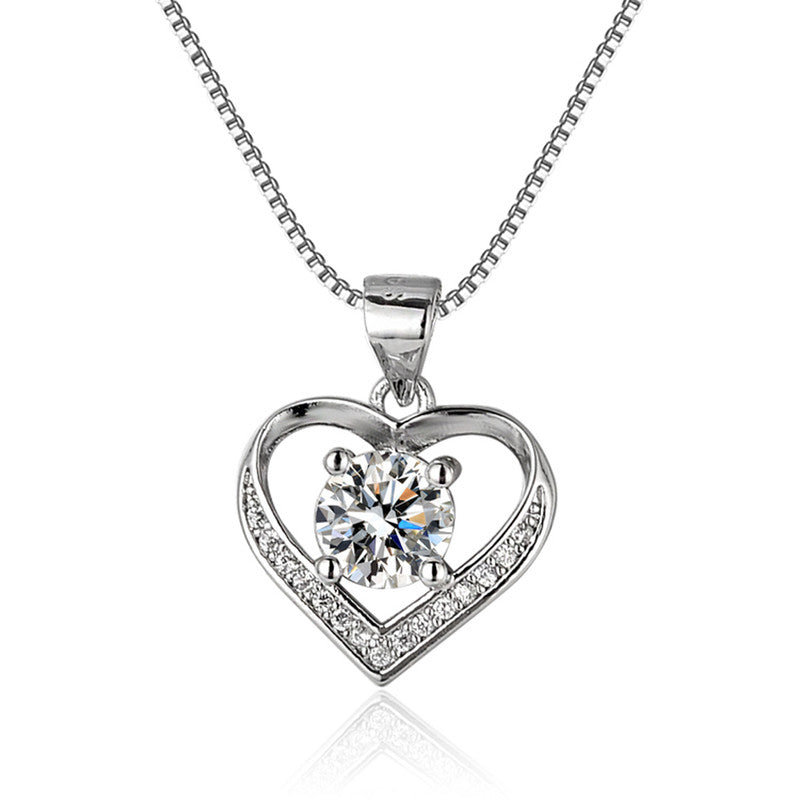 Silver Plated American Diamond Studded Heart Themed Anti Tarnish Pendant - MySmartBazaar