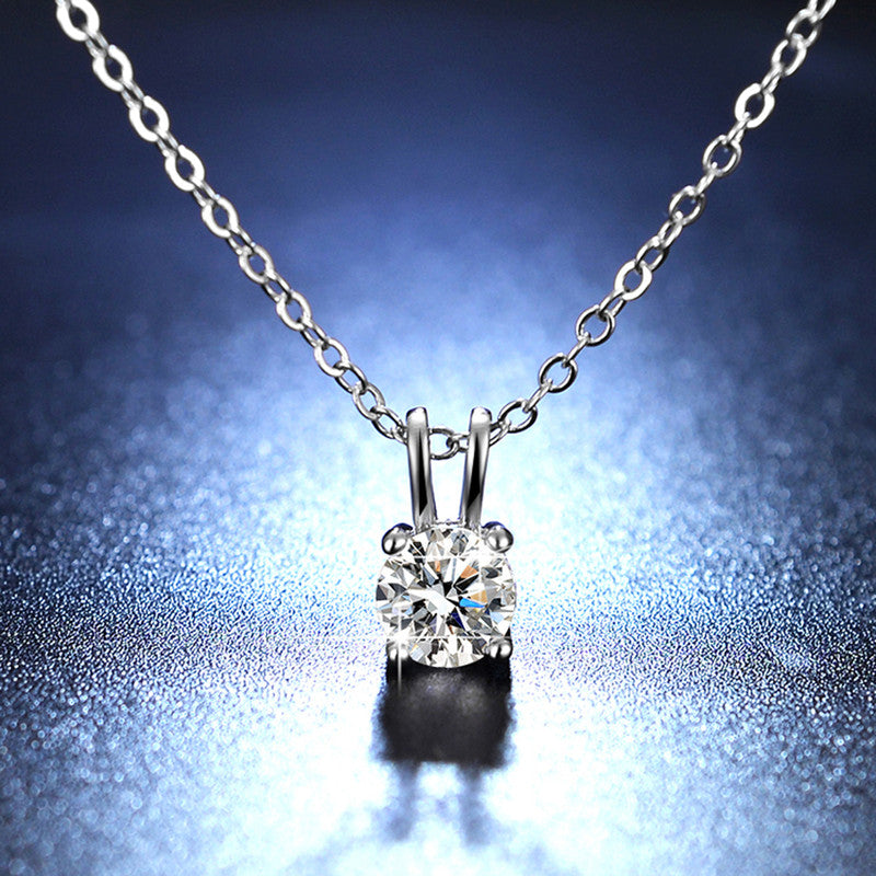 Silver Plated Crystal Studded Circular Shape Anti Tarnish Solitaire Pendant - MySmartBazaar