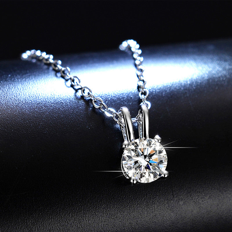 Silver Plated Crystal Studded Circular Shape Anti Tarnish Solitaire Pendant - MySmartBazaar