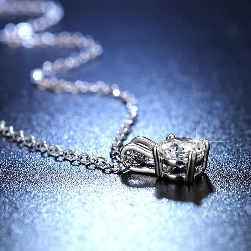 Silver Plated Crystal Studded Circular Shape Anti Tarnish Solitaire Pendant - MySmartBazaar