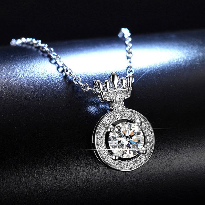 Silver Plated Crystal Studded Crown inspired Anti Tarnish Solitaire Pendant - MySmartBazaar