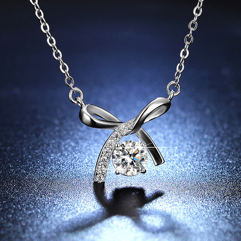 Silver Plated Crystal Studded Infinity Stone Anti Tarnish Pendant - MySmartBazaar