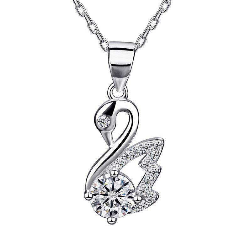 Silver Plated Crystal Studded Swan inspired Anti Tarnish Pendant - MySmartBazaar