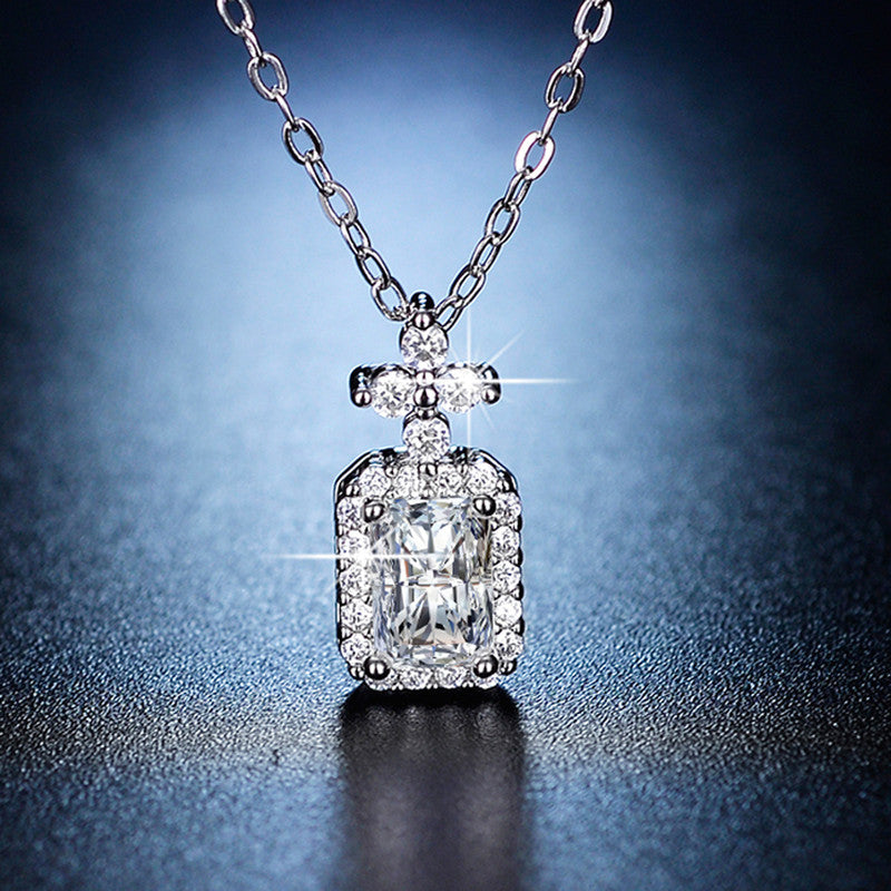 Silver Plated Crystal Studded Geometrical Anti Tarnish Solitaire Pendant - MySmartBazaar