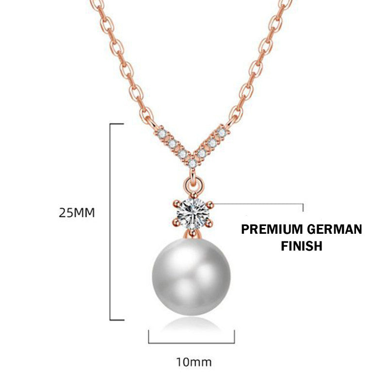 Rose Gold Plated American Diamond Studded Contemporary Korean Pendant