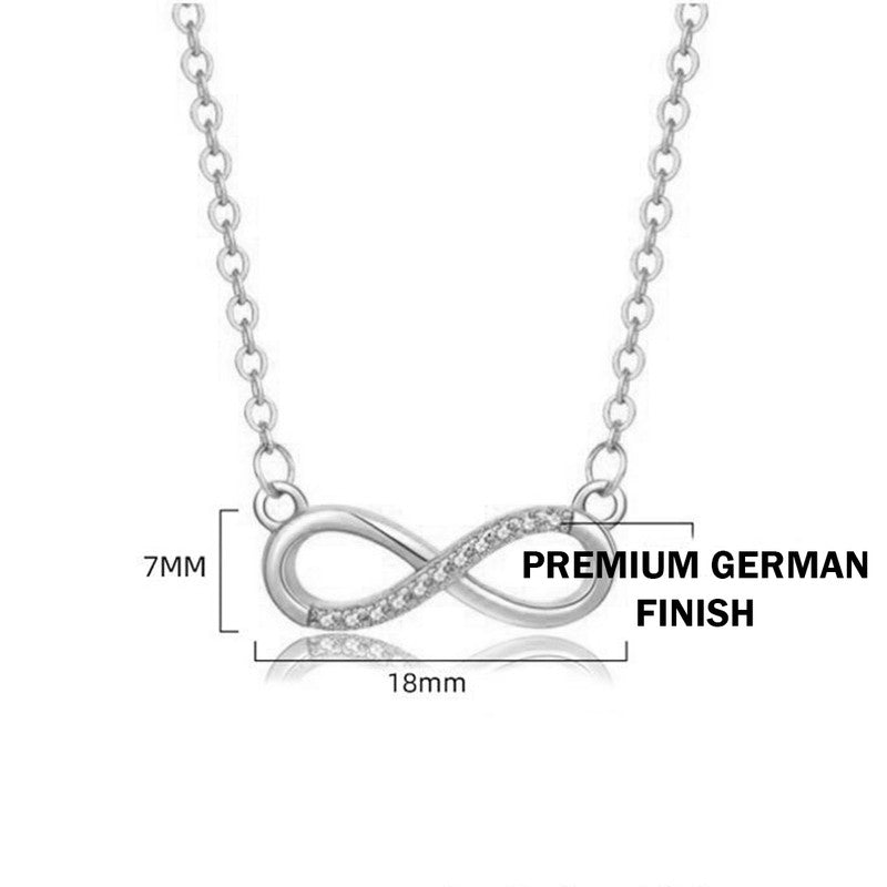 Silver Plated American Diamond Studded Infinity Shape Korean Pendant