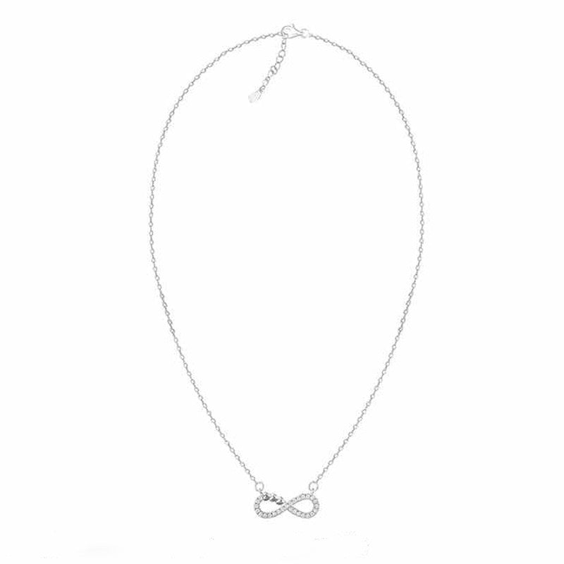Silver Plated American Diamond Studded Infinity Shape Pendant
