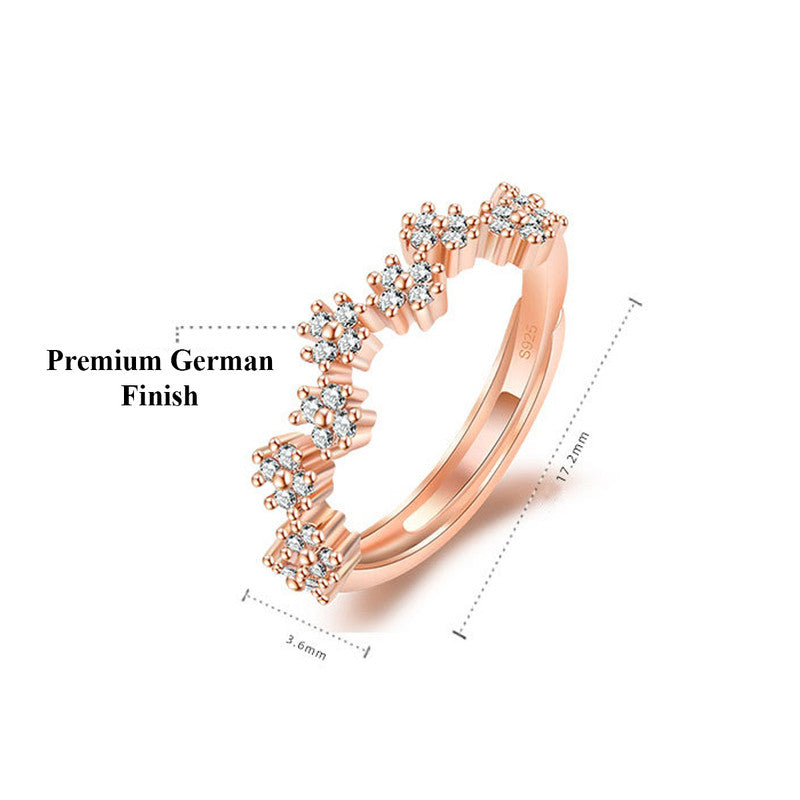 Rose Gold Plated American Diamond Studded Contemporary Korean Finger Ring