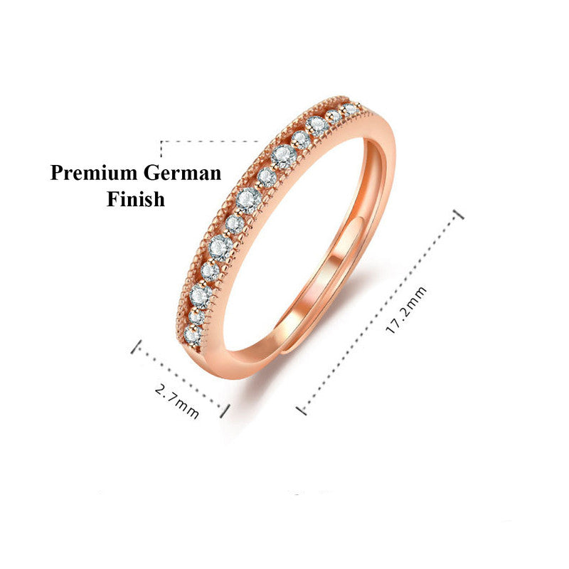 Rose Gold Plated American Diamond Studded Contemporary Korean Finger Ring