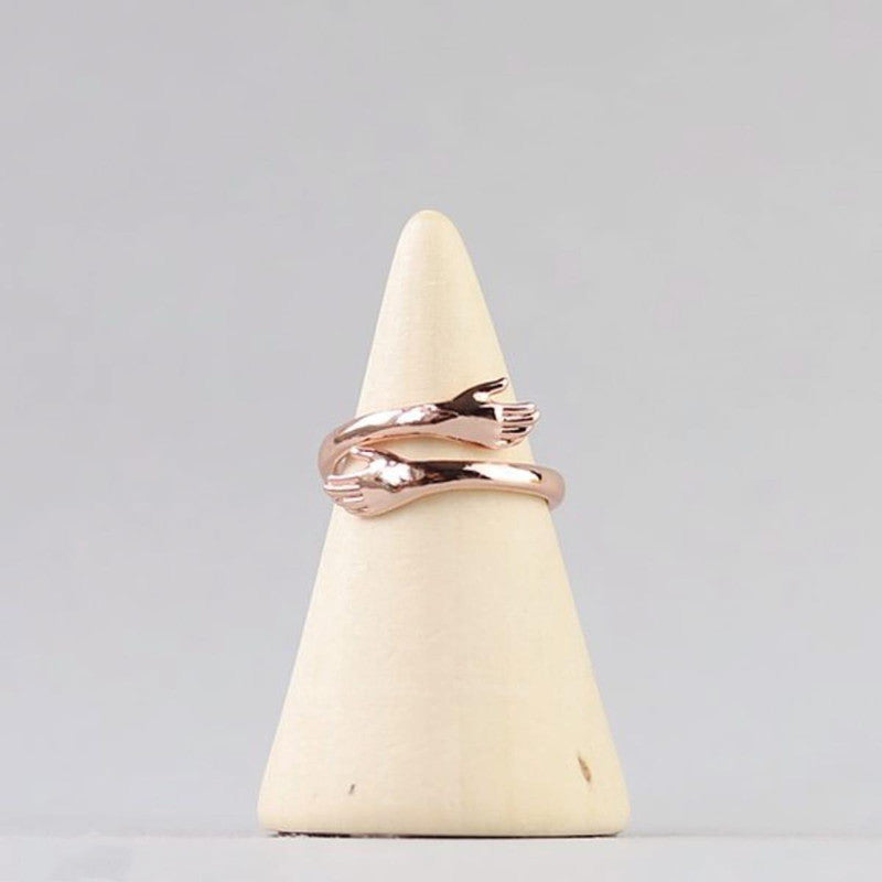 Rose Gold-Plated Hug Shaped Adjustable Hug Day Finger Ring