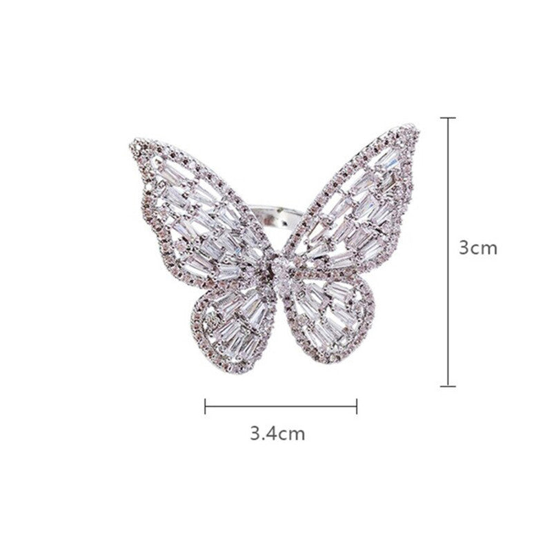 Silver Plated Butterfly Inspired Stone Studded Cocktail Ring For Women - MySmartBazaar