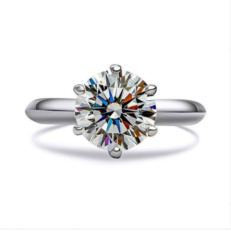 Silver Plated Crystal Studded Anti Tarnish Solitaire Adjustable Finger Ring - MySmartBazaar