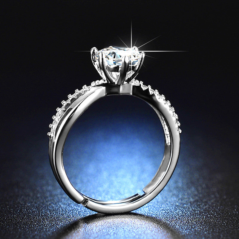 Silver Plated American Diamond Studded Contemporary Anti Tarnish Adjustable Finger Ring - MySmartBazaar