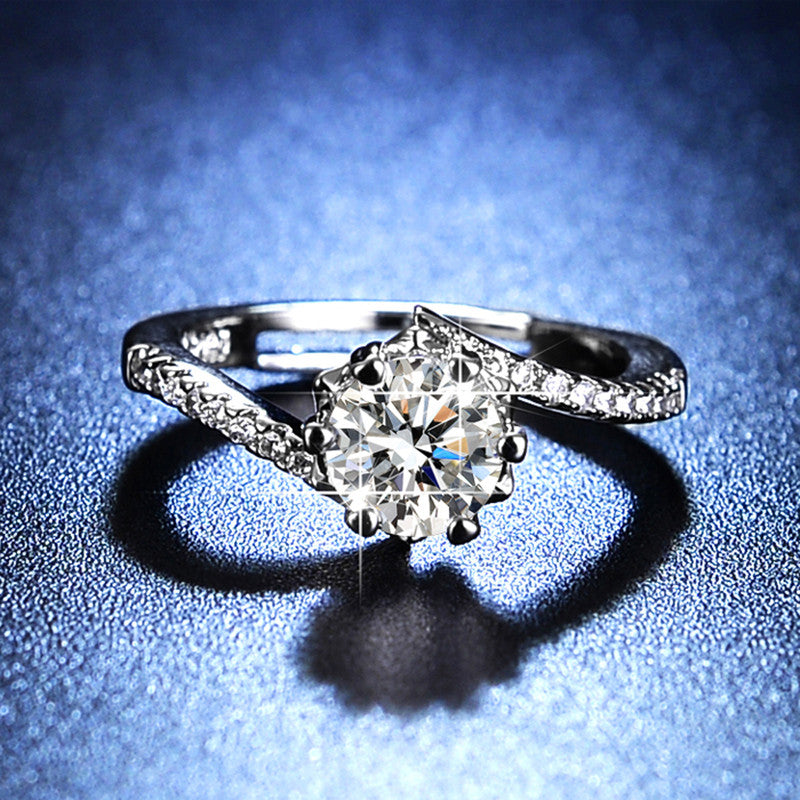 Silver Plated American Diamond Studded Anti Tarnish Design Solitaire Adjustable Finger Ring - MySmartBazaar
