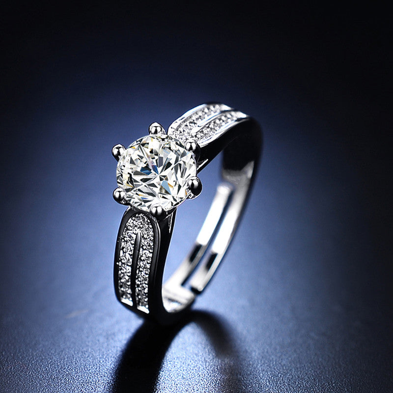 Silver Plated American Diamond Studded Contemporary Anti Tarnish Adjustable Finger Ring - MySmartBazaar