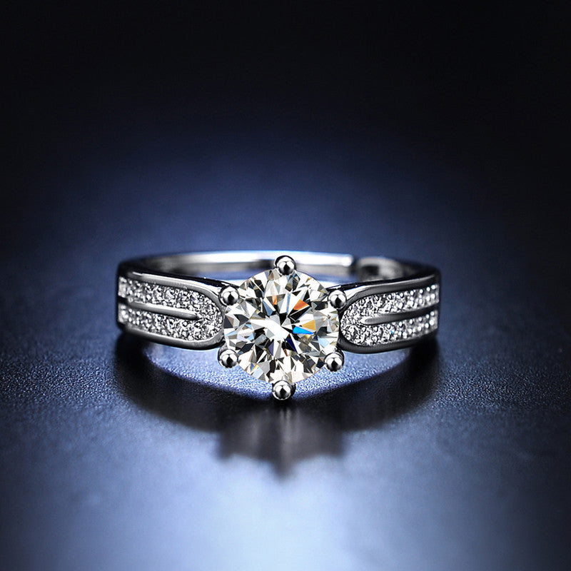 Silver Plated American Diamond Studded Contemporary Anti Tarnish Adjustable Finger Ring - MySmartBazaar