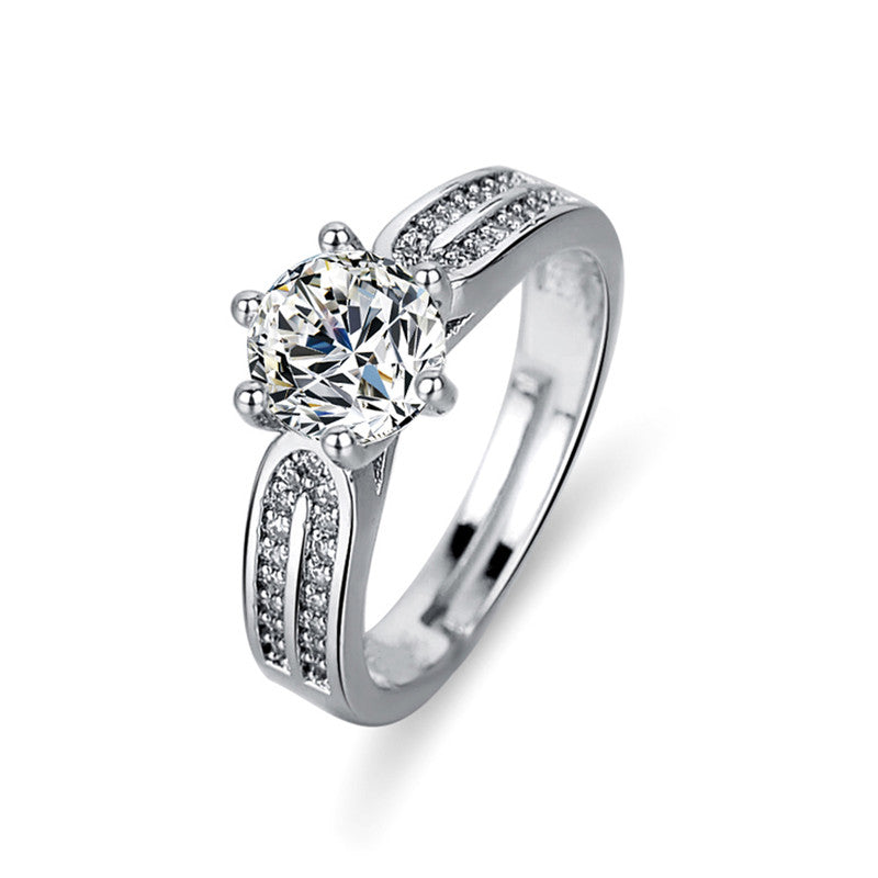 Silver Plated American Diamond Studded Contemporary Anti Tarnish Adjustable Finger Ring - MySmartBazaar