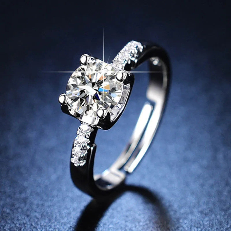 Silver Plated American Diamond Studded Contemporary Anti Tarnish Adjustable Finger Ring - MySmartBazaar