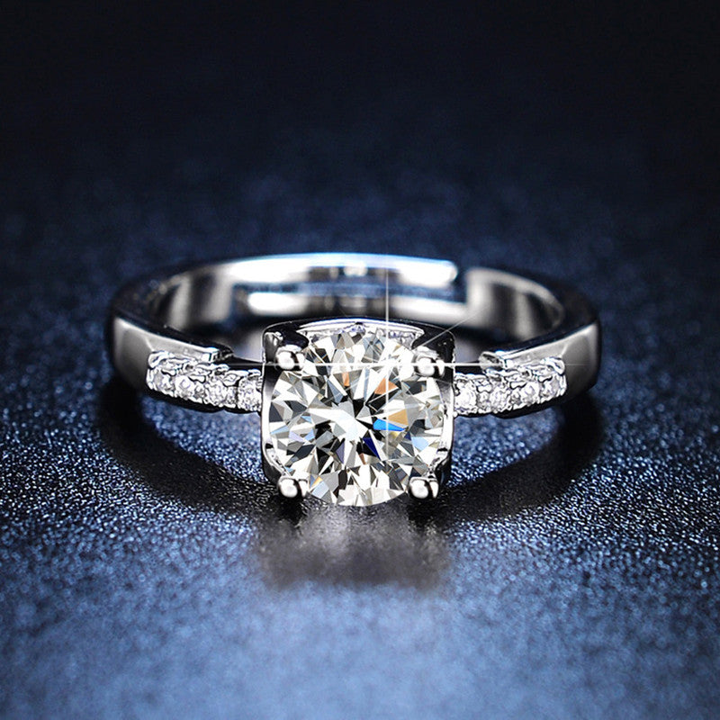 Silver Plated American Diamond Studded Contemporary Anti Tarnish Adjustable Finger Ring - MySmartBazaar