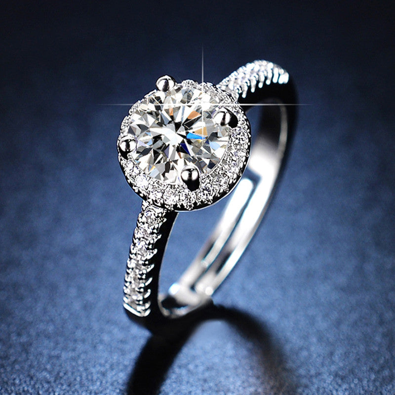 Silver Plated American Diamond Studded Circular Anti Tarnish Adjustable Finger Ring - MySmartBazaar
