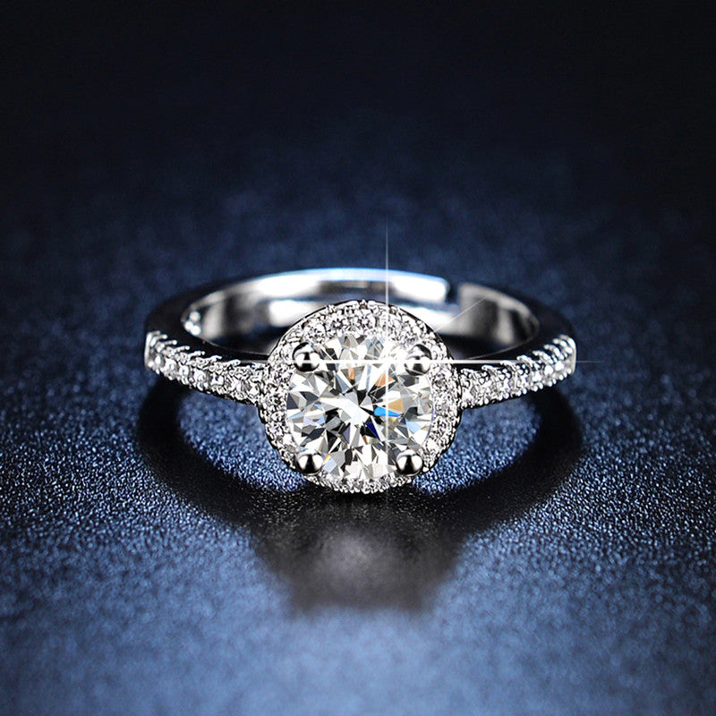 Silver Plated American Diamond Studded Circular Anti Tarnish Adjustable Finger Ring - MySmartBazaar