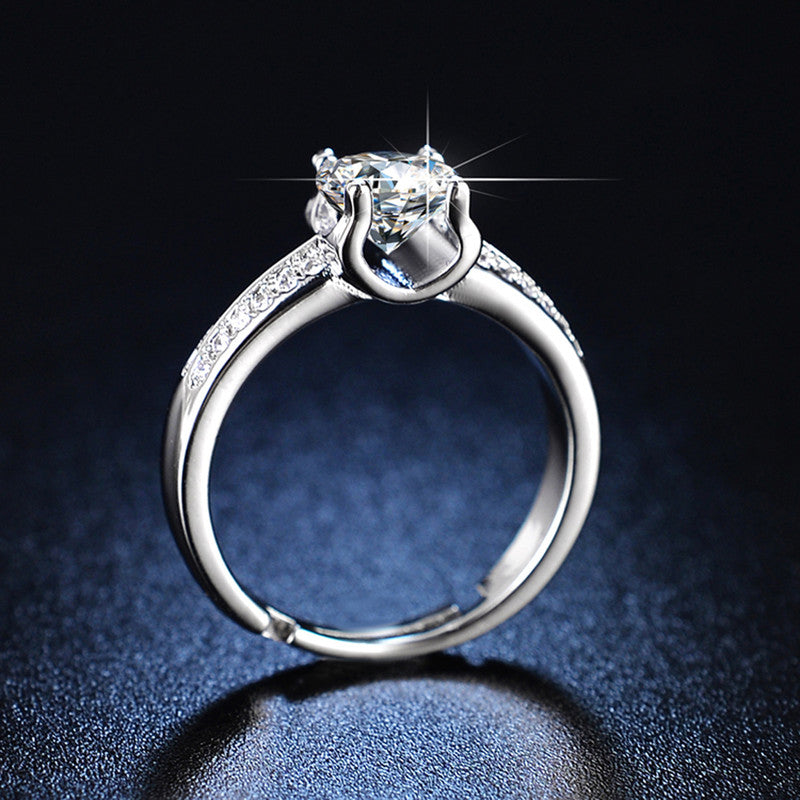 Silver Plated American Diamond Studded Contemporary Anti Tarnish Adjustable Finger Ring - MySmartBazaar