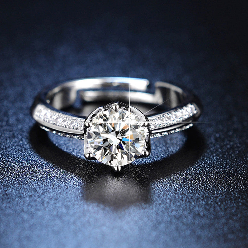 Silver Plated American Diamond Studded Contemporary Anti Tarnish Adjustable Finger Ring - MySmartBazaar