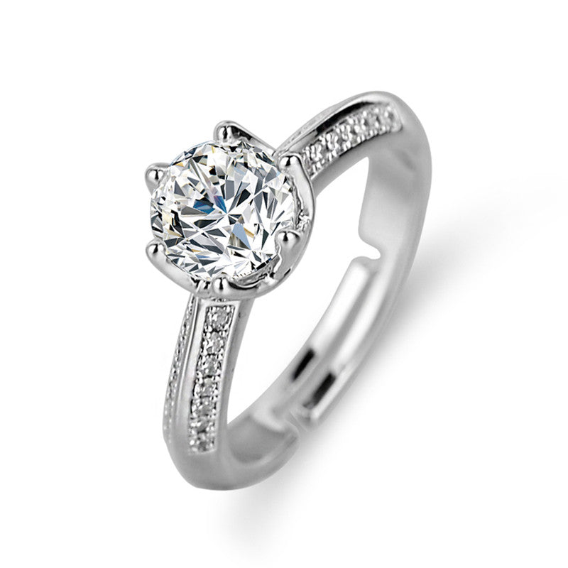 Silver Plated American Diamond Studded Contemporary Anti Tarnish Adjustable Finger Ring - MySmartBazaar