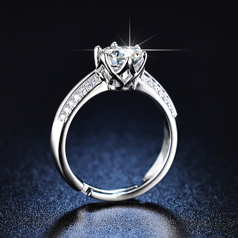 Silver Plated American Diamond Studded Contemporary Anti Tarnish Adjustable Finger Ring - MySmartBazaar