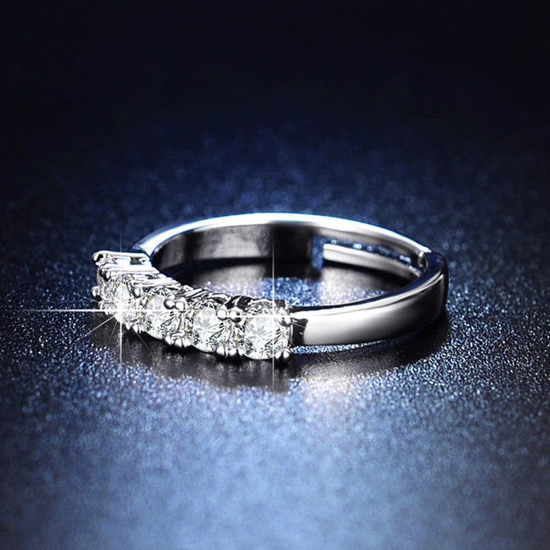 Silver Plated American Diamond Studded Round Cut Anti Tarnish Adjustable Finger Ring - MySmartBazaar