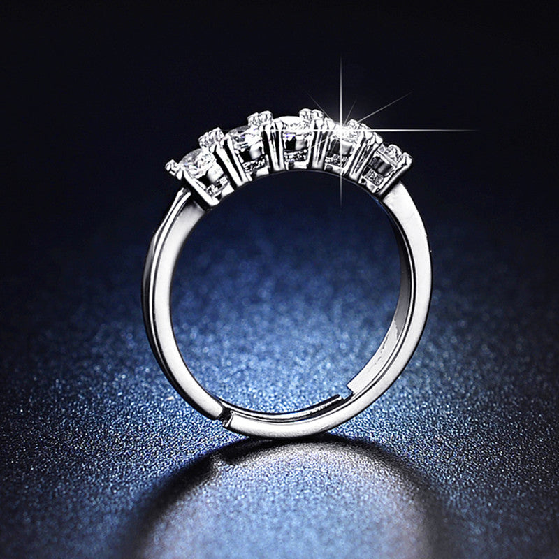 Silver Plated American Diamond Studded Round Cut Anti Tarnish Adjustable Finger Ring - MySmartBazaar