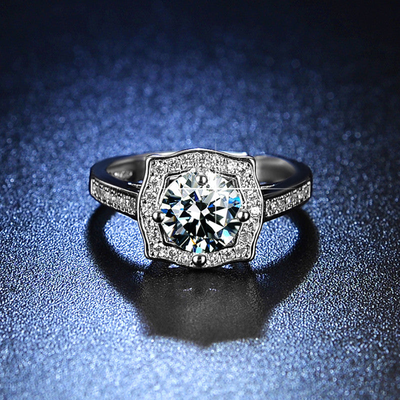 Silver Plated Crystal Studded Contemporary Anti Tarnish Solitaire Adjustable Finger Ring - MySmartBazaar