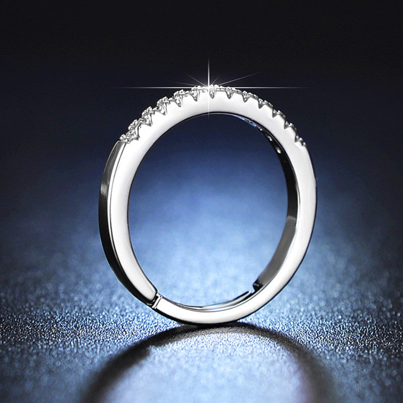 Silver Plated American Diamond Studded Anti Tarnish Contemporary Adjustable Round Finger Ring - MySmartBazaar
