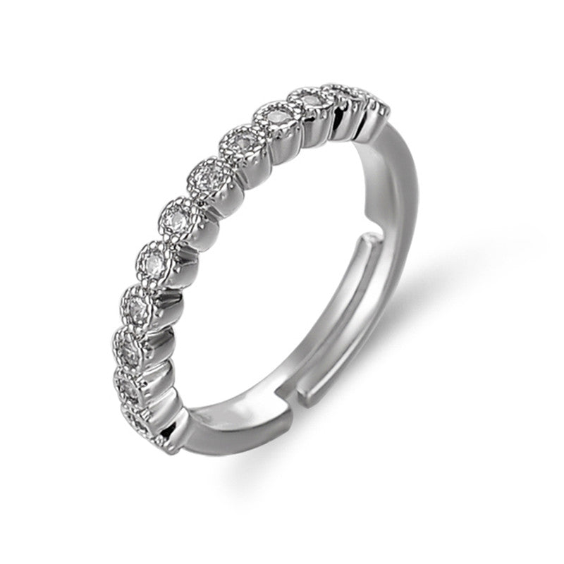 Silver Plated American Diamond Studded Anti Tarnish Contemporary Adjustable Round Finger Ring - MySmartBazaar